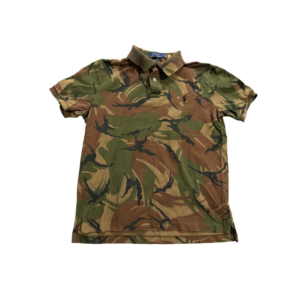 Polo Ralph Lauren Polo Shirt Mens Small Camo Green Camouflage Cotton Pique